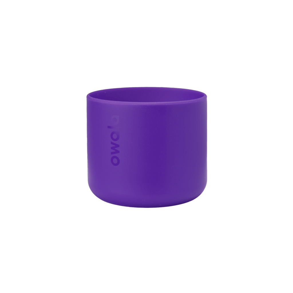 Bottle Boot 24oz in medium purple silicone; Owala logo embossed on side